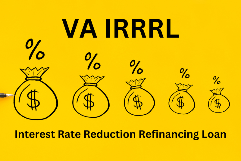 VA IRRRL Interest Rate Reduction Refinancing Loan - Money bags large to small represent interest rate reduction
