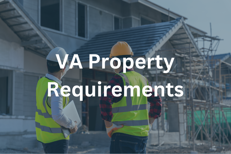 Construction workers in front of a home discussing VA minimum property requirements